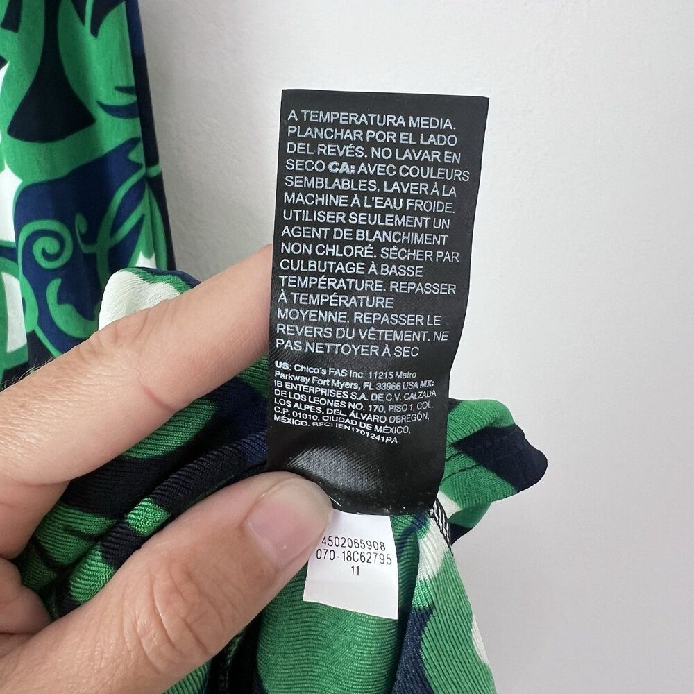 Chico’s Travelers Maxi Dress Size 0 US 4/6 Green Blue Abstract Stretch - Picture 9 of 10